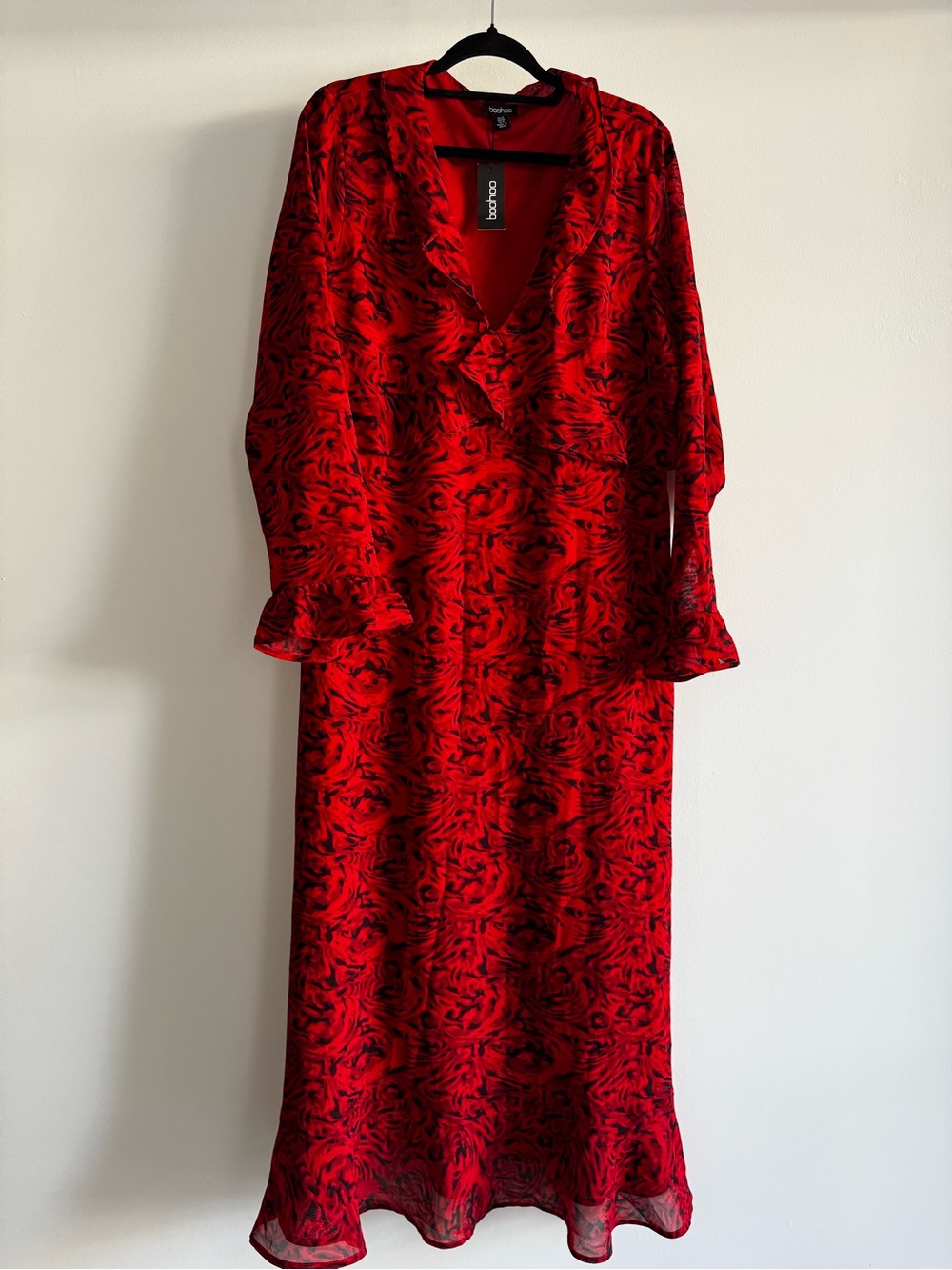 Boohoo Red & Black Maxi Dress